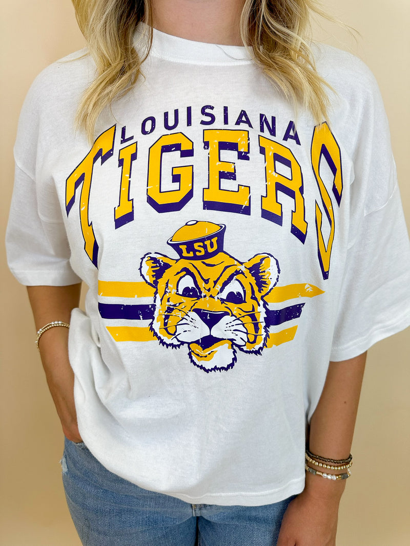 Old School LSU Crop Tee