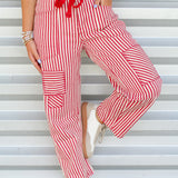 Stripe Drawstring Barrel Jeans