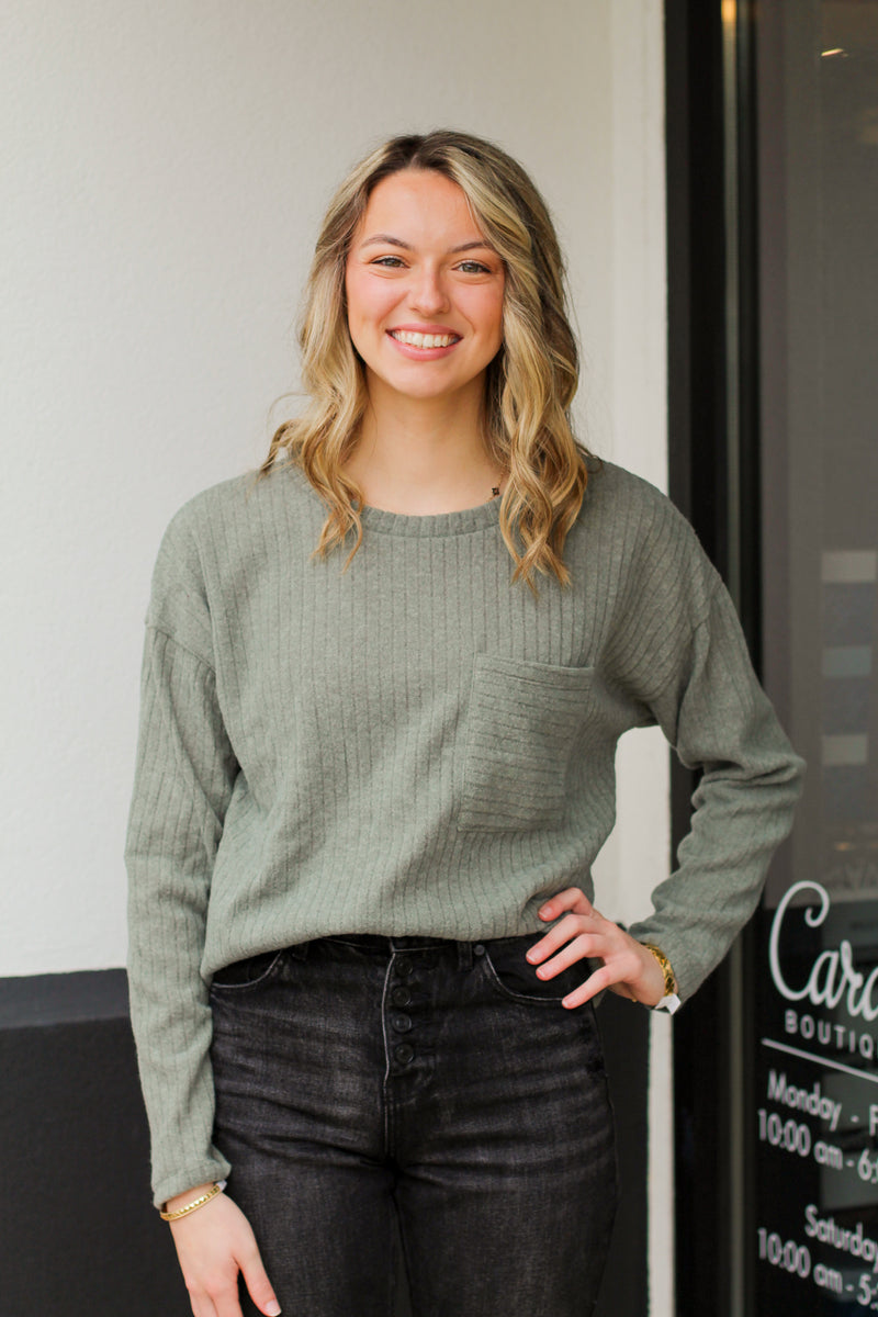 Softest Pocket Top-Olive