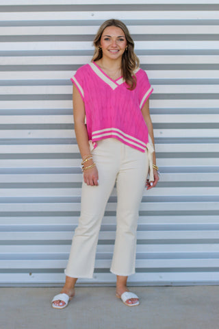 Basic Cable Knit Bow Sweater