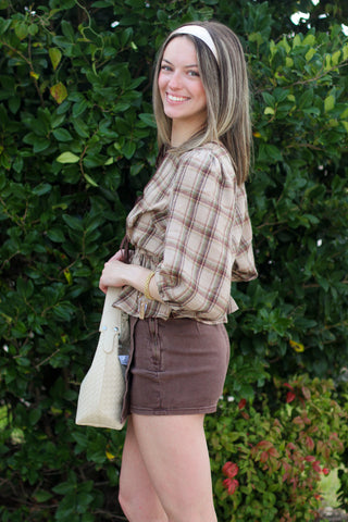 Plaid Bow Babydoll Top