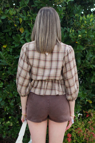 Plaid Bow Babydoll Top