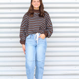 The Amanda Stripe Mock Neck Top