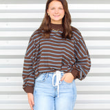 The Amanda Stripe Mock Neck Top