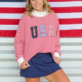 USA Striped Mock Neck Sweatshirt