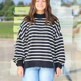 The Amanda Stripe Mock Neck Top