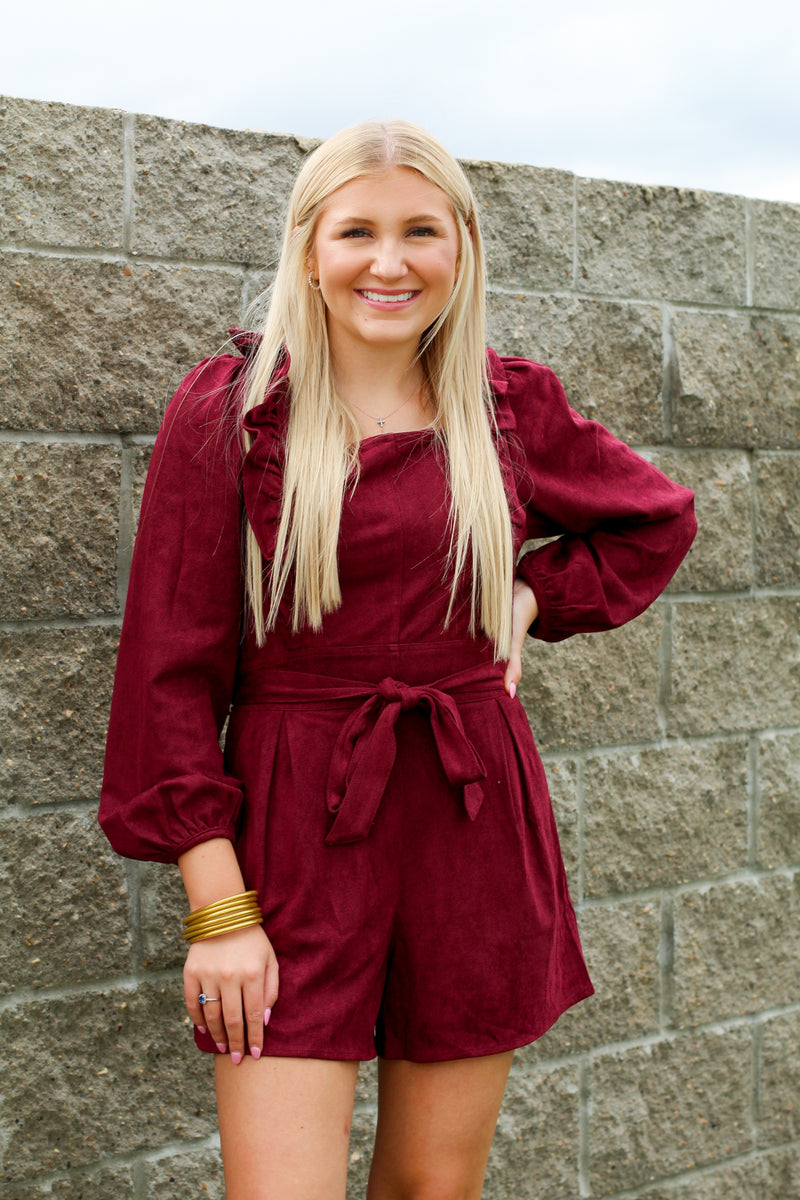 Picturing Fall Romper-Maroon