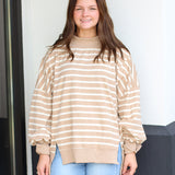 The Amanda Stripe Mock Neck Top