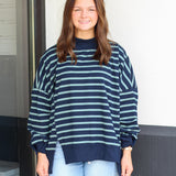 The Amanda Stripe Mock Neck Top