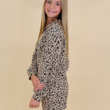 Cutie Leopard Textured Quarter Zip Top