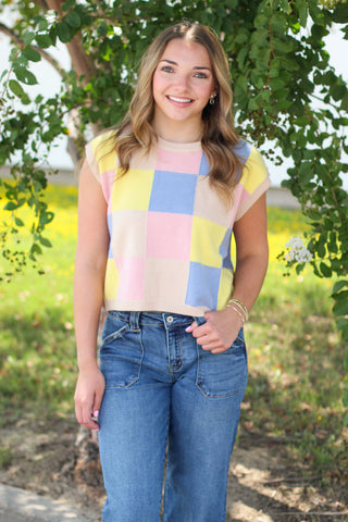 checkered sweater vest