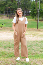 Nicely Knitted Jumpsuit-Tan