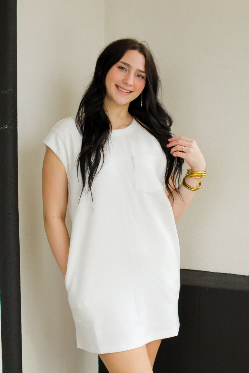 Trendy Tracie Dress-White