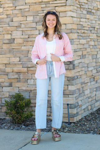 Pocket Button Down Stripes Top