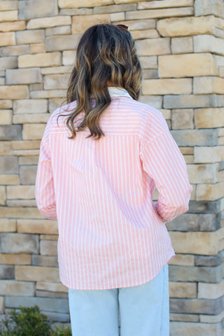 Pocket Button Down Stripes Top