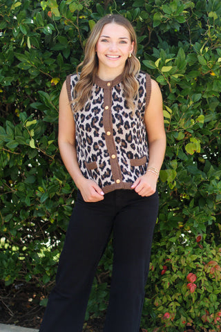 leopard sweater vest