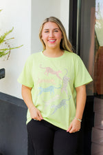 Pastel Cheetah Tee-Neon Green