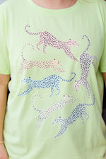 Pastel Cheetah Tee-Neon Green