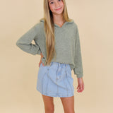 Little Pleated Denim Skirt