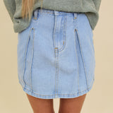 Little Pleated Denim Skirt