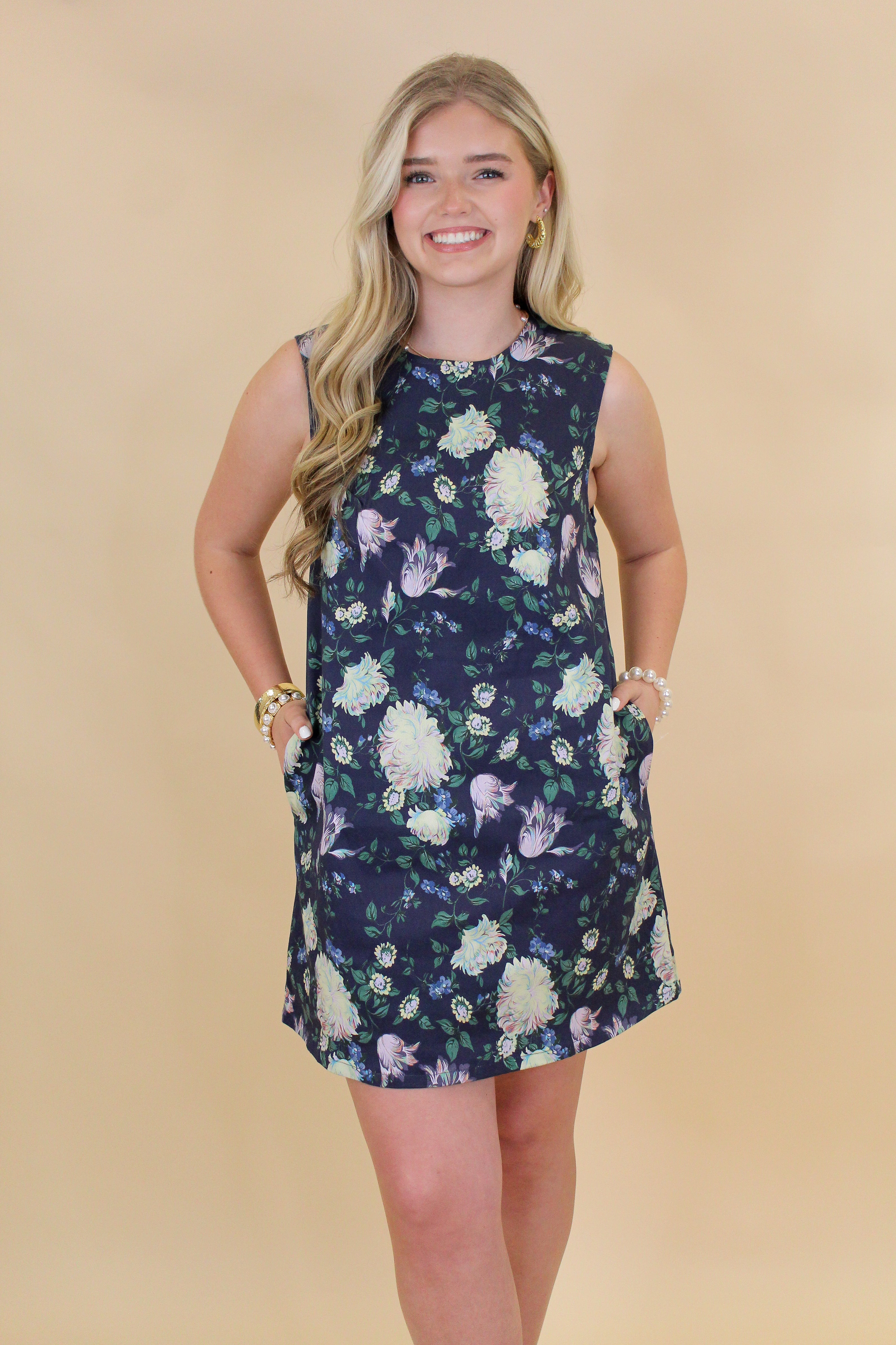 Floral Denim Shift Dress