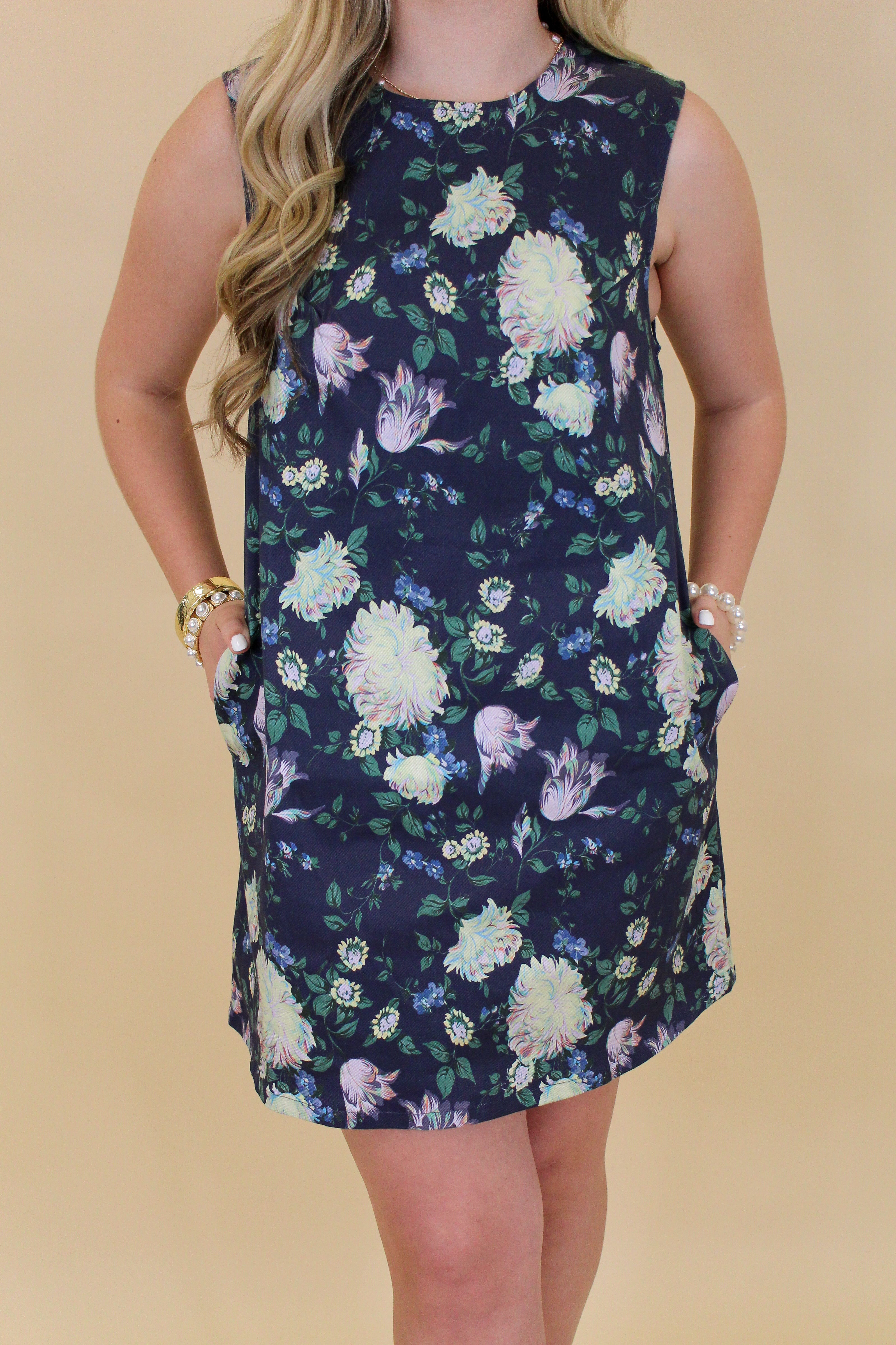 Floral Denim Shift Dress