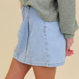 Little Pleated Denim Skirt