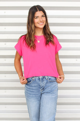 Basic Cuff Sleeve Crop Top