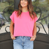 Basic Cuff Sleeve Crop Top