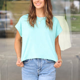 Basic Cuff Sleeve Crop Top