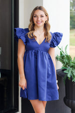 V-Neck Ruffle Sleeve Dress