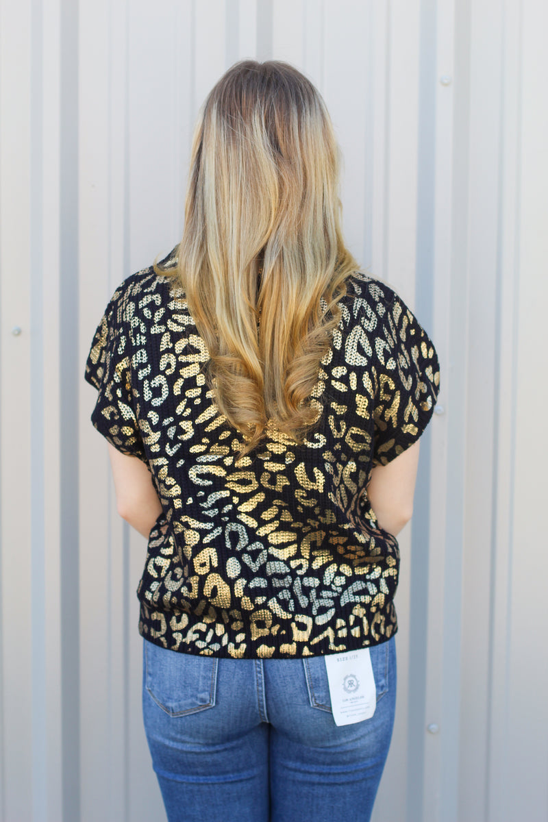 Metallic Leopard Sweater Vest