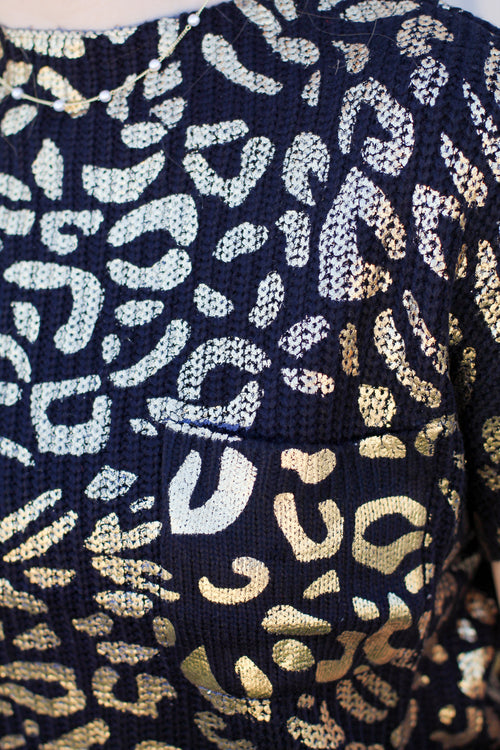 Metallic Leopard Sweater Vest