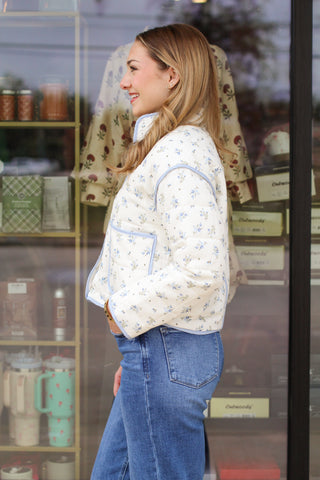 Floral Button Up Quilted Jacket