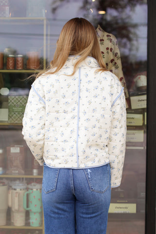 Floral Button Up Quilted Jacket