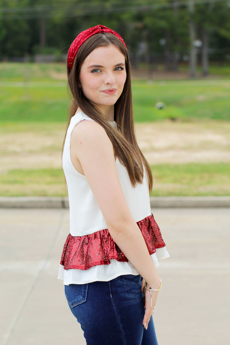 Happy Game Day Top-Ivory/Maroon