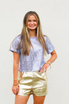 Sequin Crop Tee-Lavender