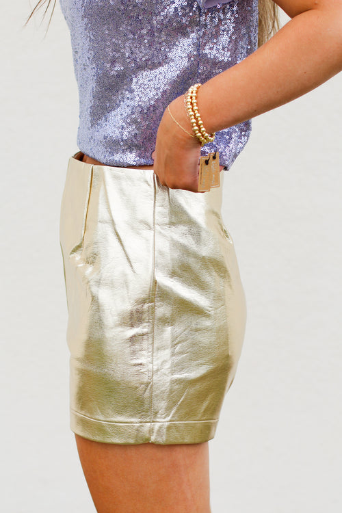 Care To Shine Shorts-Gold