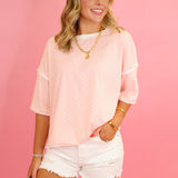 Contrast Trim Polka Dot Top