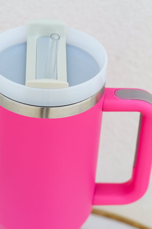 40oz. Cutest Stainless Steel Tumbler-Neon Pink