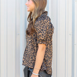 Into Leopard Puff Sleeve Top