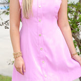Gold Button Collar Dress