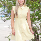 Gold Button Collar Dress