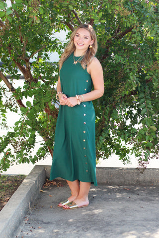 Gold hardware midi dress