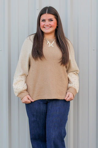 waffle knit floral sweater