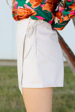 Tie Detail Leather Skort