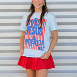 Loves Jesus & America Stripe Tee