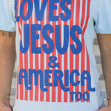 Loves Jesus & America Stripe Tee