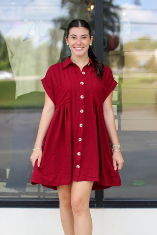 Pleated Shift Dress