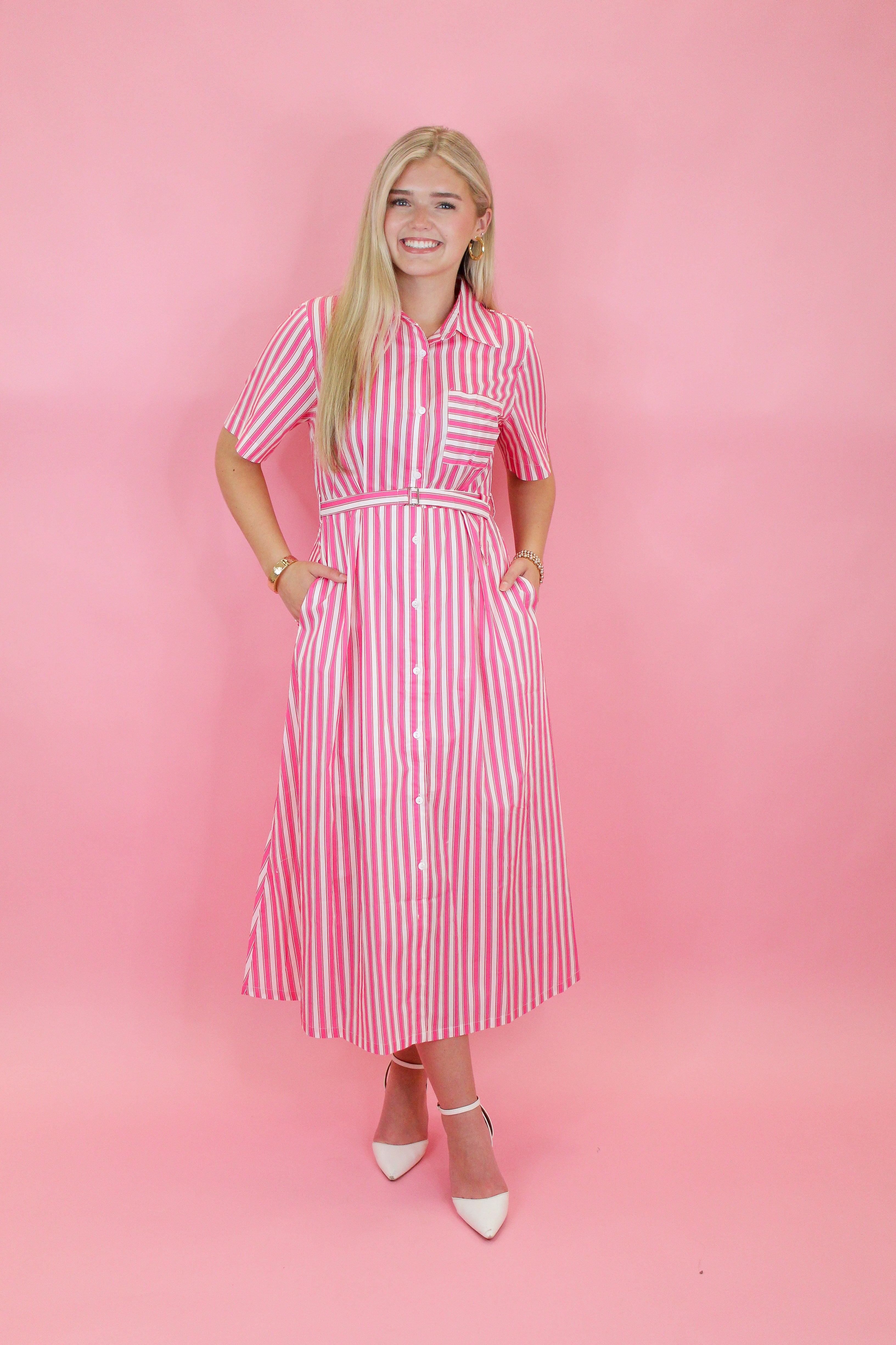 So Cute Belted Midi Dress